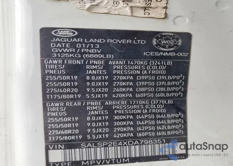 2013 Land Rover Range Rover Sport Autobiography from USA, damaged, VIN SALSP2E4XDA798351